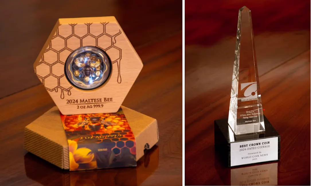 Серебряная монета «Мальтийская пчела» номиналом 10 евро получила награду «Монета года 2025»